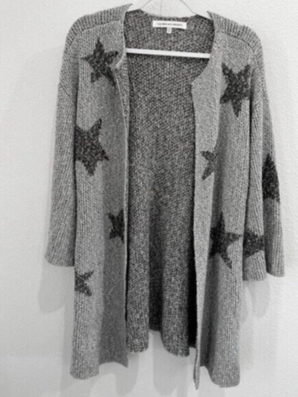Cupcakes and Cashmere Star Knit Cardigan Neutral Lace Up Boho Celestial